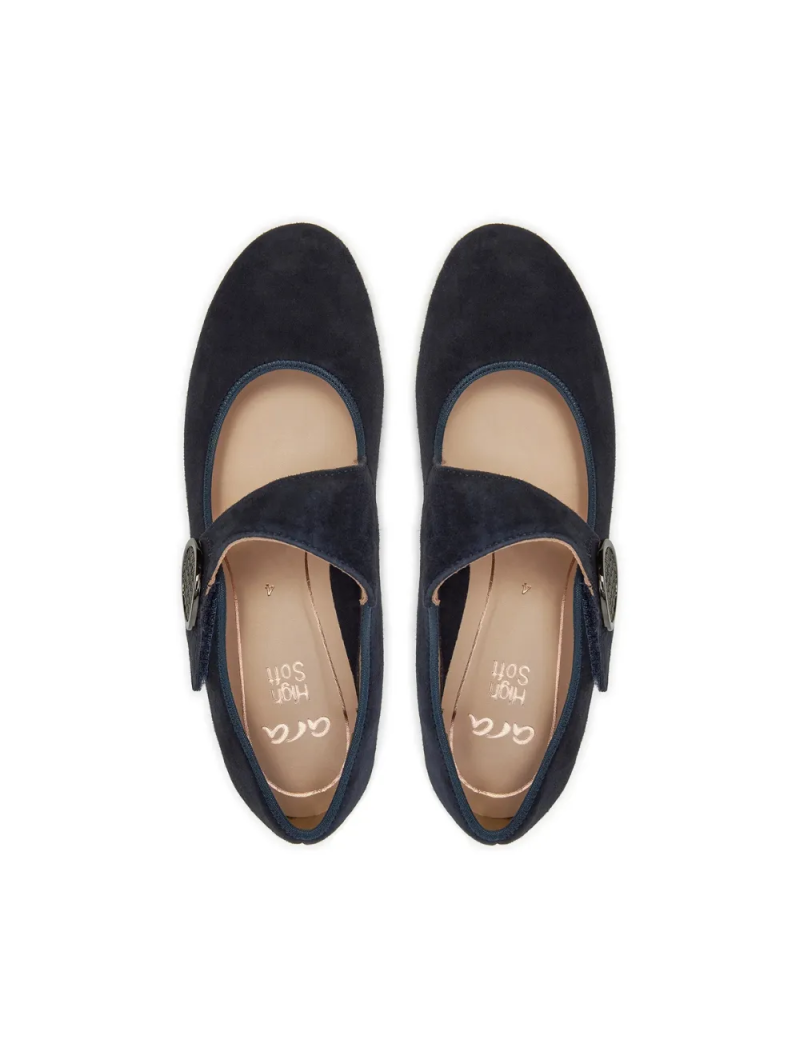 ARA dámské lodičky s páskem přes nárt širší semišové modré | 12-63630-13 Catania