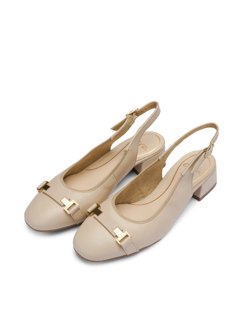 ARA dámské lodičky  s volnou patou širší kožené béžové | 12-20413-08 Graz