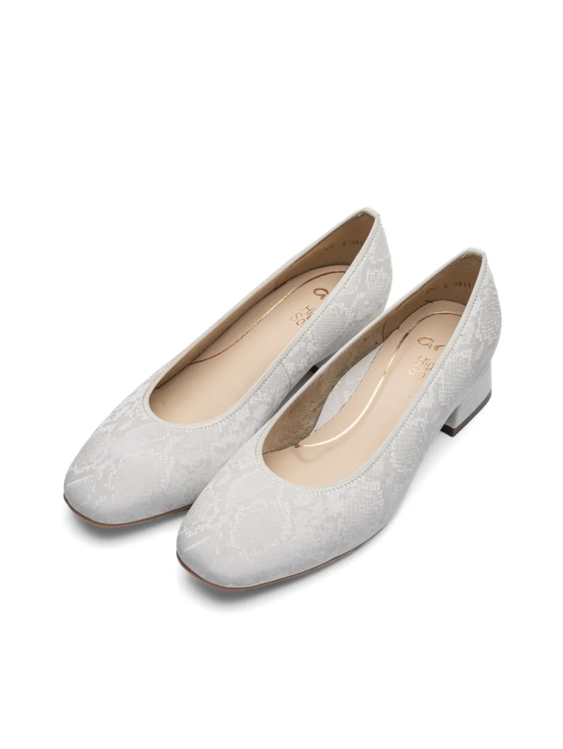 ARA dámské lodičky s hadím vzorem širší kožené bílé | 12-20418-10 Graz