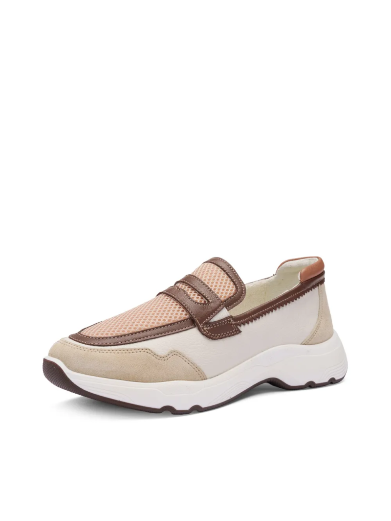 ARA dámské mokasíny sportovní širší hnědobílé | 12-25808-08 Boston