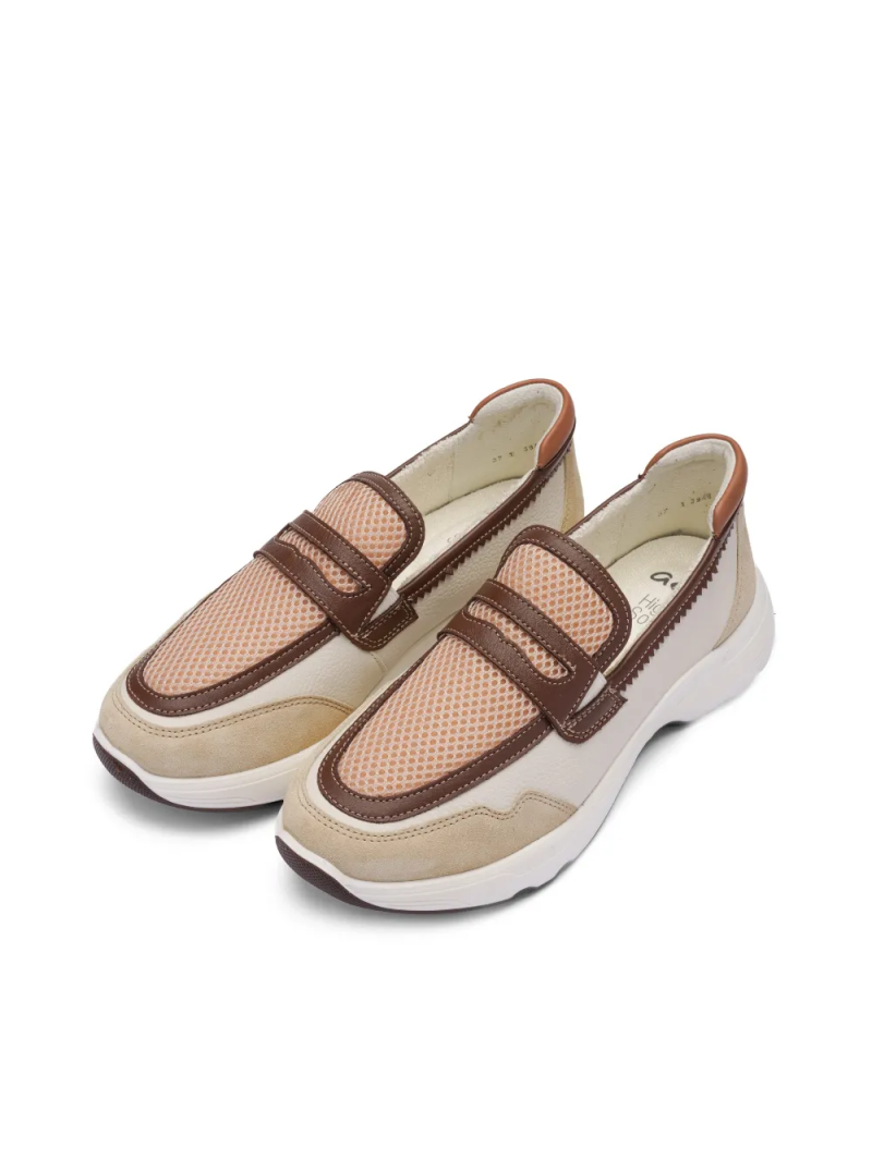 ARA dámské mokasíny sportovní širší hnědobílé | 12-25808-08 Boston
