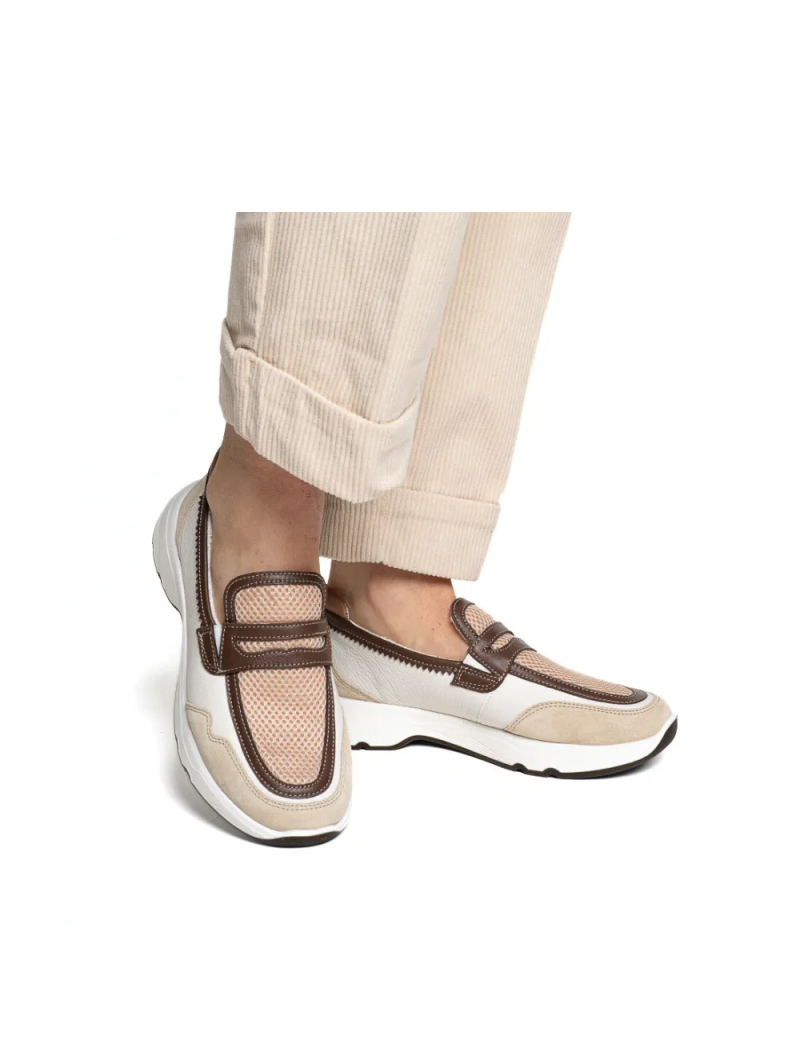 ARA dámské mokasíny sportovní širší hnědobílé | 12-25808-08 Boston