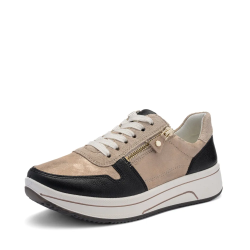 ARA dámské tenisky širší kožené béžovočerné | 12-27540-70 Sapporo