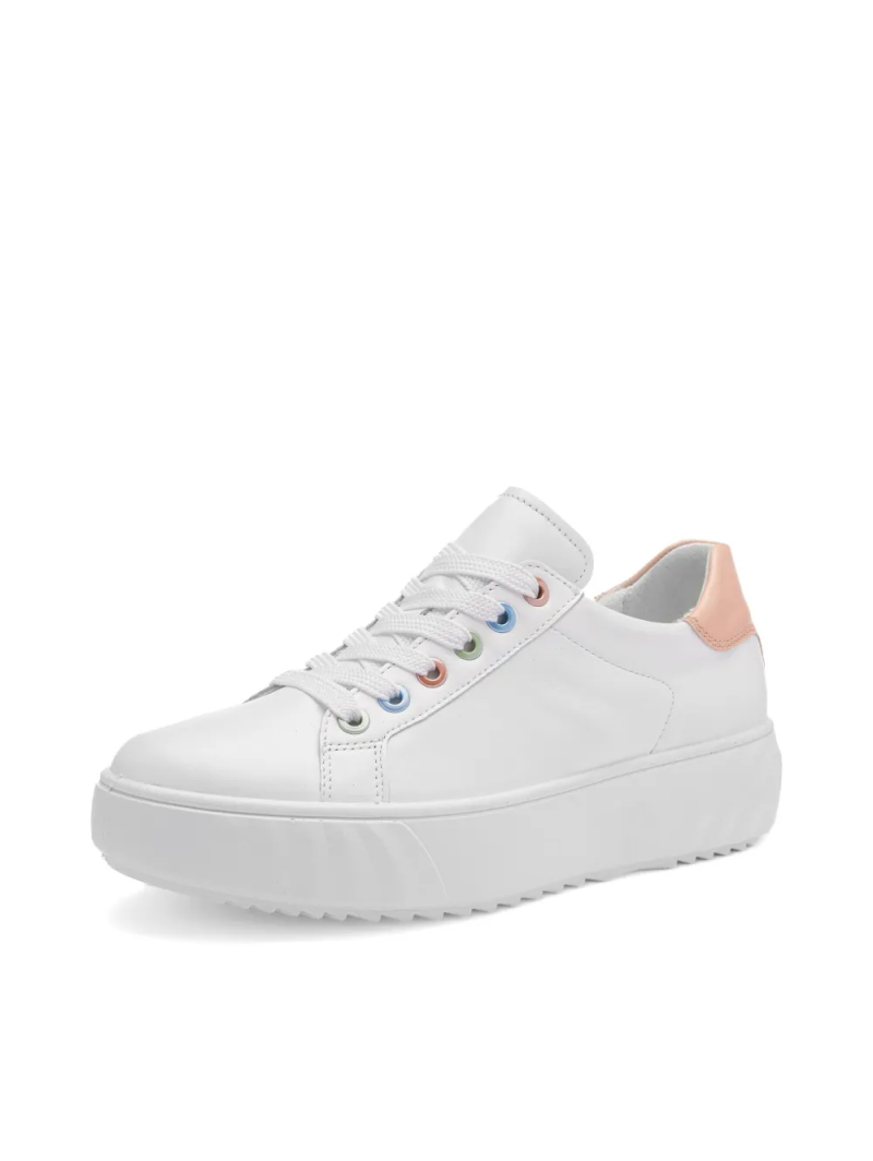 ARA dámské tenisky na vyšší podešvi kožené bílé | 12-46523-73 Monaco