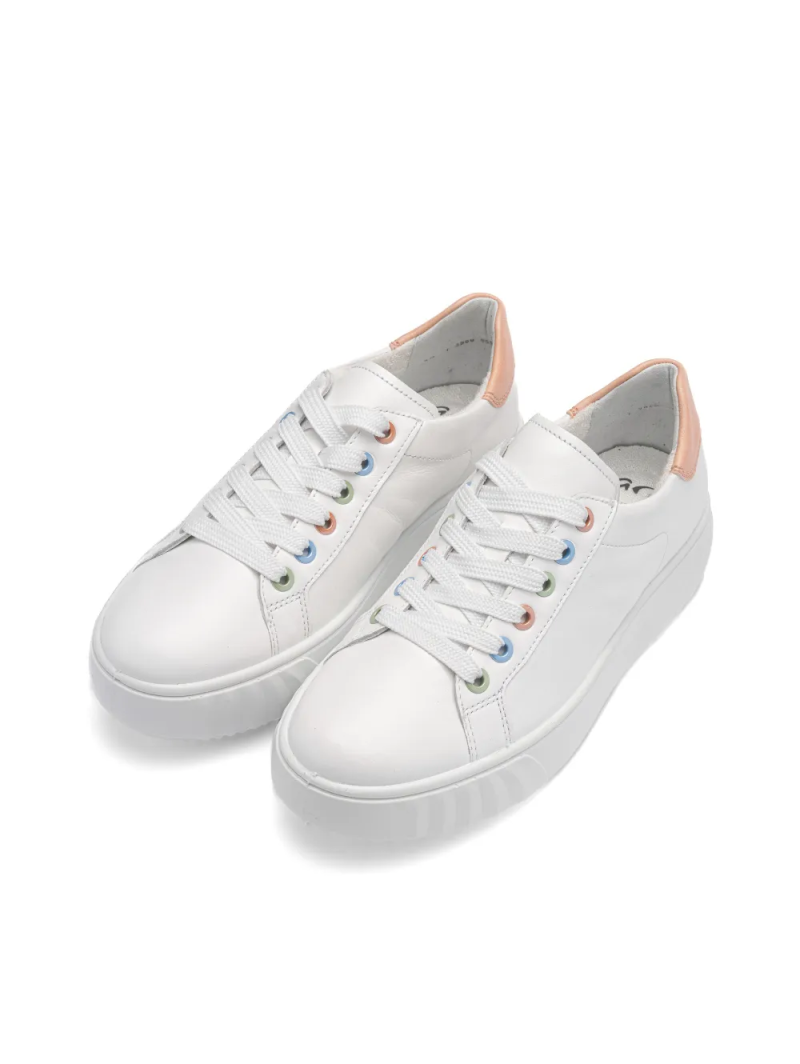 ARA dámské tenisky na vyšší podešvi kožené bílé | 12-46523-73 Monaco