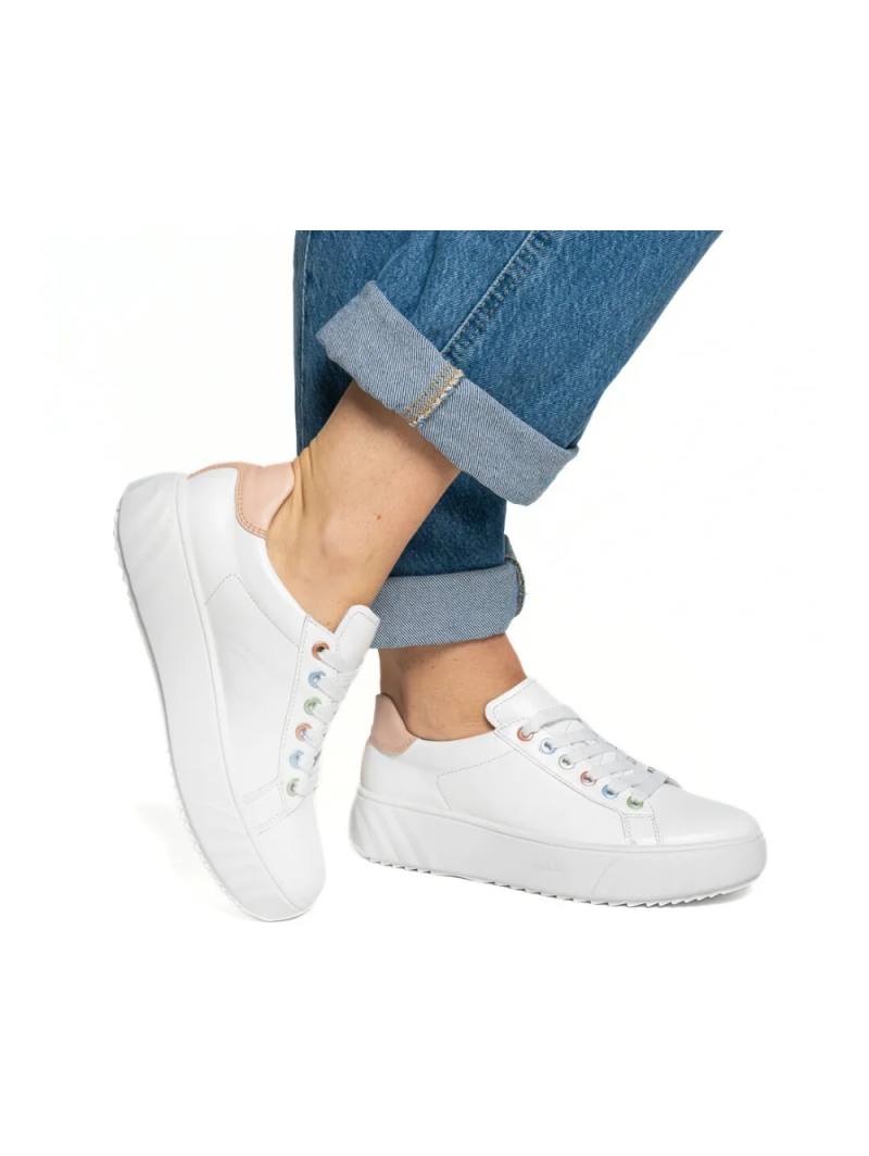 ARA dámské tenisky na vyšší podešvi kožené bílé | 12-46523-73 Monaco